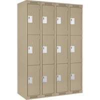 Casiers Clean Line, 3 niveaux, Bloc de 4, 48" x 18" x 72", Acier, Beige, Rivet (assembl&eacute;) Distribution Industrielle GC