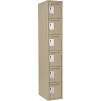 Clean Line Lockerette, 6 -tier, 12" x 18" x 72", Steel, Beige, Rivet (Assembled) Distribution Industrielle GC