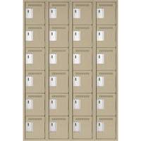 Petits casiers Clean Line, 6 niveaux, Bloc de 4, 48" x 18" x 72", Acier, Beige, Rivet (assembl&eacute;) Distribution Industrielle GC