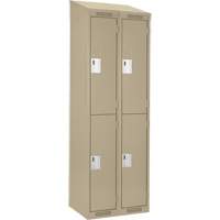 Clean Line Lockers, 2 -tier, Bank of 2, 24" x 18" x 78", Steel, Beige, Rivet (Assembled) Distribution Industrielle GC