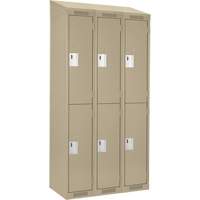 Clean Line Lockers, 2 -tier, Bank of 3, 36" x 18" x 78", Steel, Beige, Rivet (Assembled) Distribution Industrielle GC