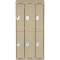 Clean Line Lockers, 2 -tier, Bank of 3, 36" x 18" x 78", Steel, Beige, Rivet (Assembled) Distribution Industrielle GC