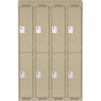 Clean Line Lockers, 2 -tier, Bank of 4, 48" x 18" x 78", Steel, Beige, Rivet (Assembled) Distribution Industrielle GC