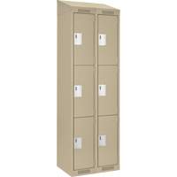 Casiers Clean Line, 3 niveaux, Bloc de 2, 24" x 18" x 78", Acier, Beige, Rivet (assembl&eacute;) Distribution Industrielle GC