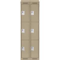 Casiers Clean Line, 3 niveaux, Bloc de 2, 24" x 18" x 78", Acier, Beige, Rivet (assembl&eacute;) Distribution Industrielle GC