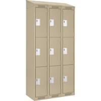 Casiers Clean Line, 3 niveaux, Bloc de 3, 36" x 18" x 78", Acier, Beige, Rivet (assembl&eacute;) Distribution Industrielle GC
