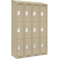 Casiers Clean Line, 3 niveaux, Bloc de 4, 48" x 18" x 78", Acier, Beige, Rivet (assembl&eacute;) Distribution Industrielle GC