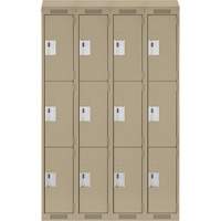 Casiers Clean Line, 3 niveaux, Bloc de 4, 48" x 18" x 78", Acier, Beige, Rivet (assembl&eacute;) Distribution Industrielle GC