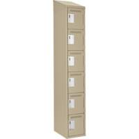 Clean Line Lockerette, 6 -tier, 12" x 18" x 78", Steel, Beige, Rivet (Assembled) Distribution Industrielle GC
