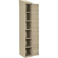 Petits casiers Clean Line, 6 niveaux, Bloc de 4, 48" x 18" x 78", Acier, Beige, Rivet (assembl&eacute;) Distribution Industrielle GC
