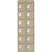Clean Line Lockerette, 6 -tier, Bank of 2, 24" x 18" x 78", Steel, Beige, Rivet (Assembled) Distribution Industrielle GC