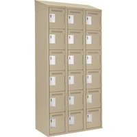Petits casiers Clean Line, 6 niveaux, Bloc de 3, 36" x 18" x 78", Acier, Beige, Rivet (assembl&eacute;) Distribution Industrielle GC