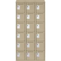 Petits casiers Clean Line, 6 niveaux, Bloc de 3, 36" x 18" x 78", Acier, Beige, Rivet (assembl&eacute;) Distribution Industrielle GC