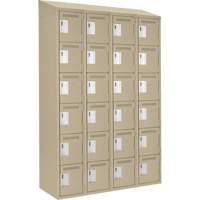 Petits casiers Clean Line, 6 niveaux, Bloc de 4, 48" x 18" x 78", Acier, Beige, Rivet (assembl&eacute;) Distribution Industrielle GC