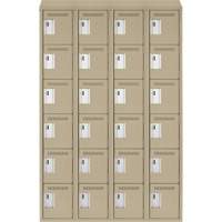 Petits casiers Clean Line, 6 niveaux, Bloc de 4, 48" x 18" x 78", Acier, Beige, Rivet (assembl&eacute;) Distribution Industrielle GC