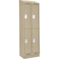 Casiers Clean Line, 2 niveaux, Bloc de 2, 24" x 18" x 82", Acier, Beige, Rivet (assembl&eacute;) Distribution Industrielle GC