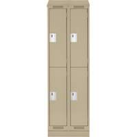 Casiers Clean Line, 2 niveaux, Bloc de 2, 24" x 18" x 82", Acier, Beige, Rivet (assembl&eacute;) Distribution Industrielle GC