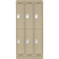 Casiers Clean Line, 2 niveaux, Bloc de 3, 36" x 18" x 82", Acier, Beige, Rivet (assembl&eacute;) Distribution Industrielle GC