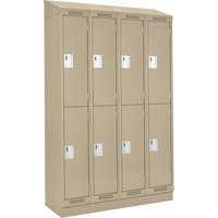 Casiers Clean Line, 2 niveaux, Bloc de 4, 48" x 18" x 82", Acier, Beige, Rivet (assembl&eacute;) Distribution Industrielle GC