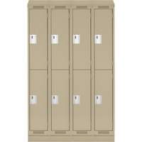 Casiers Clean Line, 2 niveaux, Bloc de 4, 48" x 18" x 82", Acier, Beige, Rivet (assembl&eacute;) Distribution Industrielle GC