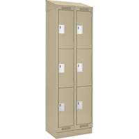 Casiers Clean Line, 3 niveaux, Bloc de 2, 24" x 18" x 82", Acier, Beige, Rivet (assembl&eacute;) Distribution Industrielle GC