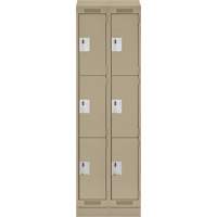Casiers Clean Line, 3 niveaux, Bloc de 2, 24" x 18" x 82", Acier, Beige, Rivet (assembl&eacute;) Distribution Industrielle GC