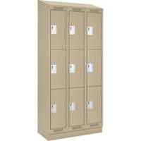 Casiers Clean Line, 3 niveaux, Bloc de 3, 36" x 18" x 82", Acier, Beige, Rivet (assembl&eacute;) Distribution Industrielle GC