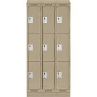 Casiers Clean Line, 3 niveaux, Bloc de 3, 36" x 18" x 82", Acier, Beige, Rivet (assembl&eacute;) Distribution Industrielle GC