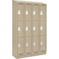 Casiers Clean Line, 3 niveaux, Bloc de 4, 48" x 18" x 82", Acier, Beige, Rivet (assembl&eacute;) Distribution Industrielle GC