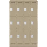 Casiers Clean Line, 3 niveaux, Bloc de 4, 48" x 18" x 82", Acier, Beige, Rivet (assembl&eacute;) Distribution Industrielle GC