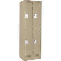 Clean Line Lockers, 2 -tier, Bank of 2, 24" x 18" x 76", Steel, Beige, Rivet (Assembled) Distribution Industrielle GC
