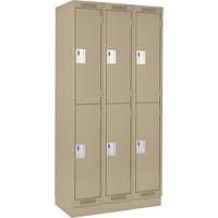Clean Line Lockers, 2 -tier, Bank of 3, 36" x 18" x 76", Steel, Beige, Rivet (Assembled) Distribution Industrielle GC