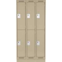 Clean Line Lockers, 2 -tier, Bank of 3, 36" x 18" x 76", Steel, Beige, Rivet (Assembled) Distribution Industrielle GC