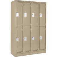 Casiers Clean Line, 2 niveaux, Bloc de 4, 48" x 18" x 76", Acier, Beige, Rivet (assembl&eacute;) Distribution Industrielle GC