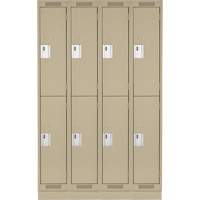 Casiers Clean Line, 2 niveaux, Bloc de 4, 48" x 18" x 76", Acier, Beige, Rivet (assembl&eacute;) Distribution Industrielle GC