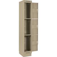 Casiers Clean Line, 3 niveaux, Bloc de 4, 48" x 18" x 76", Acier, Beige, Rivet (assembl&eacute;) Distribution Industrielle GC