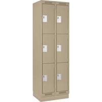 Casiers Clean Line, 3 niveaux, Bloc de 2, 24" x 18" x 76", Acier, Beige, Rivet (assembl&eacute;) Distribution Industrielle GC