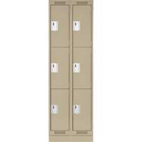 Casiers Clean Line, 3 niveaux, Bloc de 2, 24" x 18" x 76", Acier, Beige, Rivet (assembl&eacute;) Distribution Industrielle GC