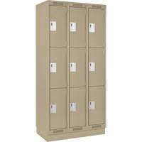 Casiers Clean Line, 3 niveaux, Bloc de 3, 36" x 18" x 76", Acier, Beige, Rivet (assembl&eacute;) Distribution Industrielle GC