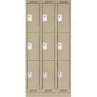 Casiers Clean Line, 3 niveaux, Bloc de 3, 36" x 18" x 76", Acier, Beige, Rivet (assembl&eacute;) Distribution Industrielle GC