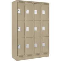 Casiers Clean Line, 3 niveaux, Bloc de 4, 48" x 18" x 76", Acier, Beige, Rivet (assembl&eacute;) Distribution Industrielle GC