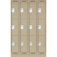 Casiers Clean Line, 3 niveaux, Bloc de 4, 48" x 18" x 76", Acier, Beige, Rivet (assembl&eacute;) Distribution Industrielle GC