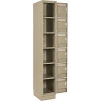 Petits casiers Clean Line, 6 niveaux, Bloc de 4, 48" x 18" x 76", Acier, Beige, Rivet (assembl&eacute;) Distribution Industrielle GC