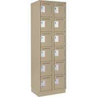Clean Line Lockerette, 6 -tier, Bank of 2, 24" x 18" x 76", Steel, Beige, Rivet (Assembled) Distribution Industrielle GC