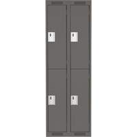Clean Line Lockers, 2 -tier, Bank of 2, 24" x 18" x 72", Steel, Charcoal, Rivet (Assembled) Distribution Industrielle GC