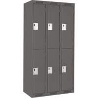 Clean Line Lockers, 2 -tier, Bank of 3, 36" x 18" x 72", Steel, Charcoal, Rivet (Assembled) Distribution Industrielle GC