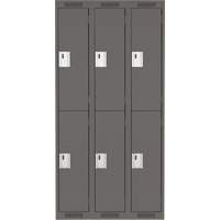 Clean Line Lockers, 2 -tier, Bank of 3, 36" x 18" x 72", Steel, Charcoal, Rivet (Assembled) Distribution Industrielle GC