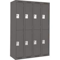 Clean Line Lockers, 2 -tier, Bank of 4, 48" x 18" x 72", Steel, Charcoal, Rivet (Assembled) Distribution Industrielle GC