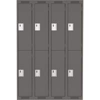 Clean Line Lockers, 2 -tier, Bank of 4, 48" x 18" x 72", Steel, Charcoal, Rivet (Assembled) Distribution Industrielle GC