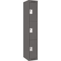 Clean Line Lockers, 3 -tier, 12" x 18" x 72", Steel, Charcoal, Rivet (Assembled) Distribution Industrielle GC